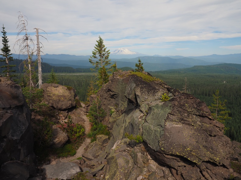 The Loowit Trail wiggles through the rocks.