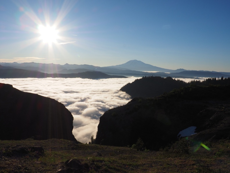 The sun rises over a sea of clouds as we start out second day.