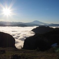 The sun rises over a sea of clouds as we start out second day.