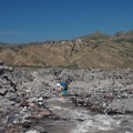 Heidi crossing the Loowit River in the afternoon. Since this comes from a glacier the water level probably doesn't vary a lot once the snowmelt finishes up. This water is somewhat silty.