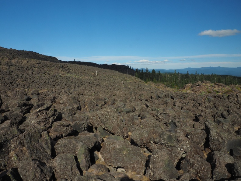 Seemingly endless fields of lava blocks where you have to balance on to negotiate this section of the trail.