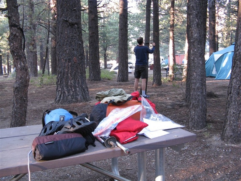 Setting up at the backpacker camp