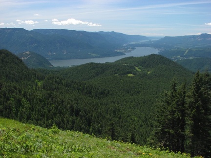 Looking west you can see the Columbia River in the distance and also see how far you have traveled from the river.