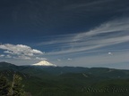 Clouds make lovely patterns in the sky above Mt. Adams as seen from the Augspurger Mountain Trail.