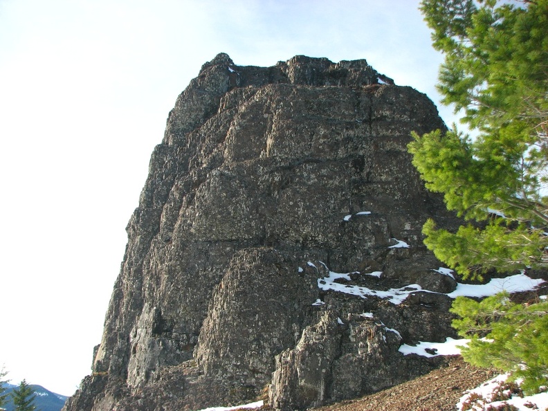 The first monolith that you come to juts up from the ridge. This is the rock that you skirt on the left side as you approach from the meadows.