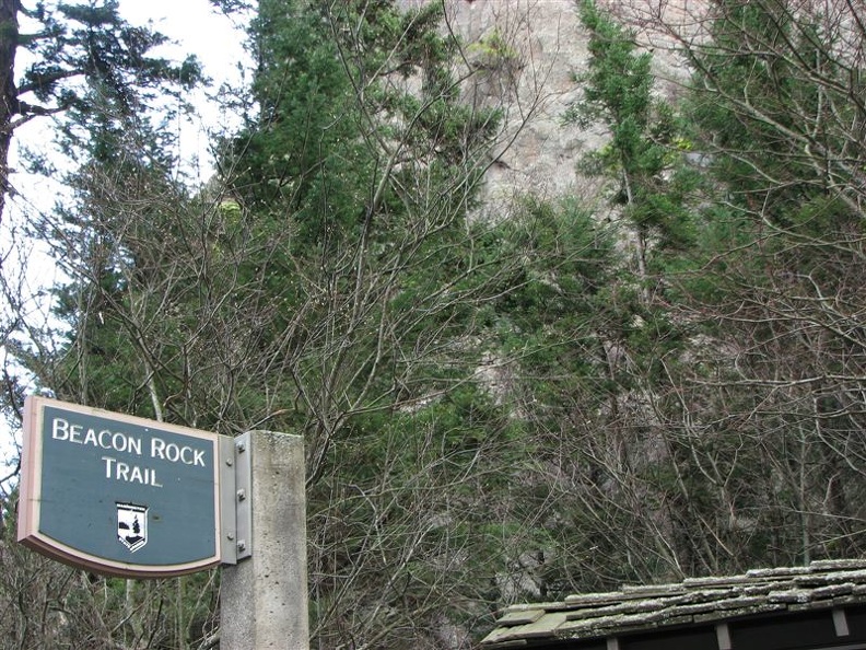 Beacon Rock Trailhead sign shows where the trail begins.