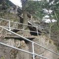 Railings line almost the entire trail because of the sheer cliffs of the basalt monolith.