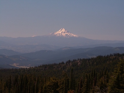 Mt Hood with Mt. Jefferson to the left.