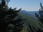 There are some views to the east through the Douglas fir trees on the south end of the summit of Bunker Hill.