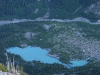 A meltwater lake is a beautifule shade of blue from he glacial sediments in the lake. This is from the Emmons Glacier overlook.
