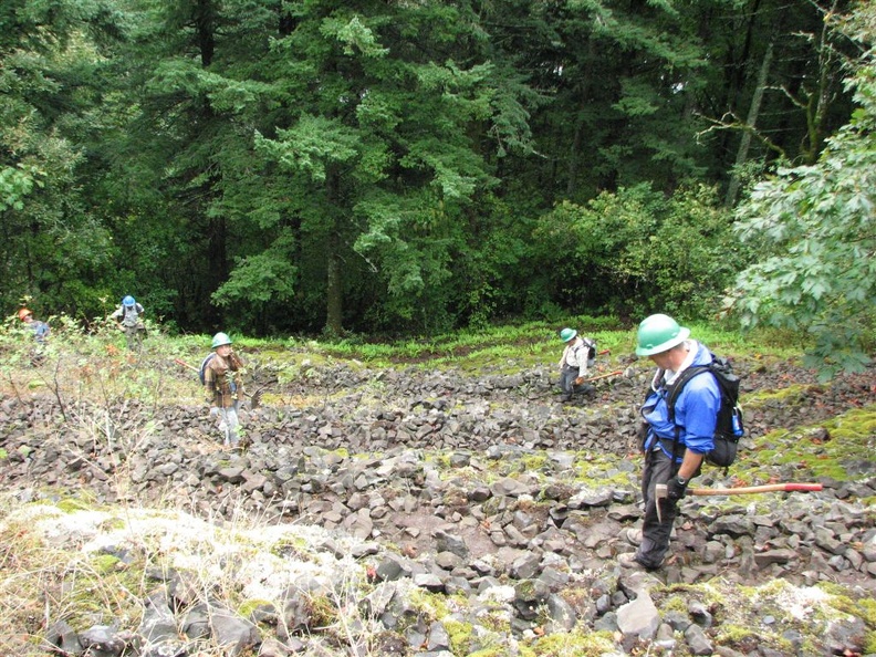 Switchbacks going down to the work site.