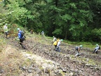 Switchbacks going down to the work site.