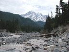 Mt. Rainier from the Nisqually River near Cougar Rock Campground.