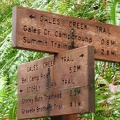 Trail junction sign at the Storey Burn Trail and the Central Gales Creek Trail.