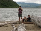 Megan and James relax along Coldwater lake. The log serves well as a windbreak and backrest.