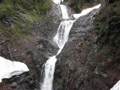 A small waterfall is upstream from the second crossing of Van Trump Creek.