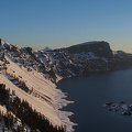 Llao Rock is the black hulking rock in the center of the photo. Mt. Thielsen is the peak in the center background of the photo.