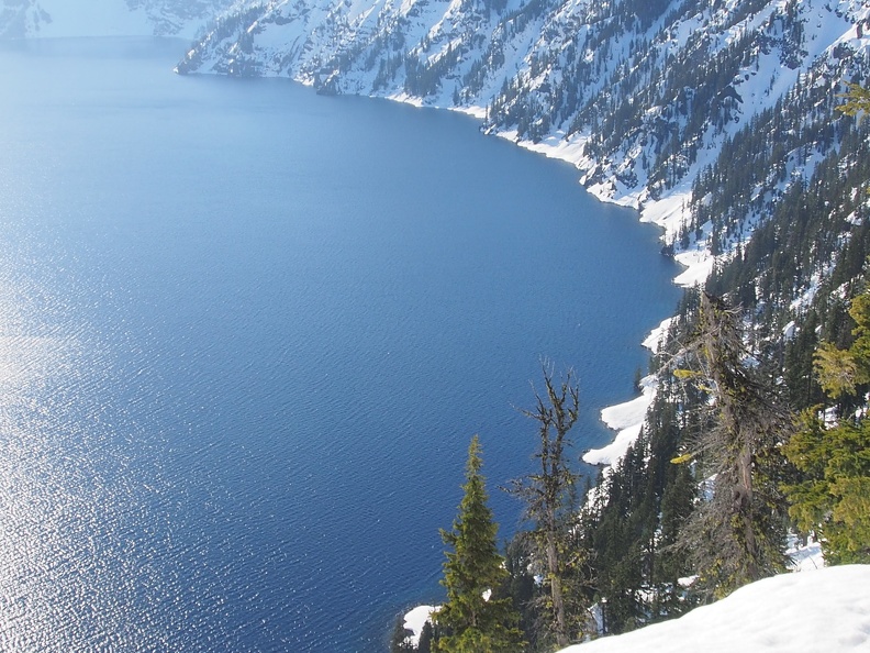 Spring sun glistens on Crater Lake.