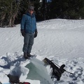 The warm weather of the previous day made it easy to cut snow blocks and the 20 degree night froze them together and made the roof strong enough to stand on.