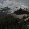Mt. Rainier and Little Tahoma rest under a blanket of clouds along Emmons Glacier View Trail.