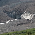 The toe of the Emmons Glacier is covered in debris that has fallen onto the glacier as it is constantly pushed down the mountain.