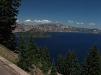 Back on the paved trail heading towards the lodge, you can stop and admire the beautiful blue of Crater Lake.