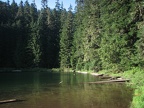 A small lake on the way to West Lake is a good place to soak your feet.