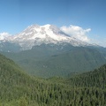 A panoramic view of Mt. Rainier from the old fire lookout on the Glacier View Trail.