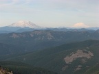 Looking northeast to a view of Mt. St. Helens and Mt. Rainier as seen from Silver Star Mountain.