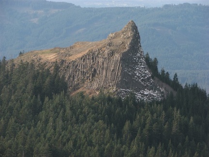 Sturgeon Rock showing the columnar basalt, viewed from Silver Star Mountain.