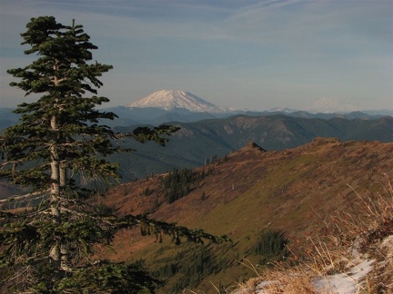 Fall snowfall on Mt. St. Helens seen from Sturgeon Rock.