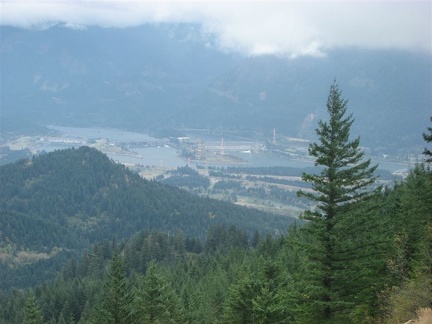 Bonneville Dam and the community of North Bonneville can be seen from the saddle on the Hamilton Mtn. trail.