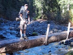 Will is crossing over the log footbridge across Nickel Creek. This is the largest creek that you cross on this trip, unless you decided to cross the bridge at Indian Bar.