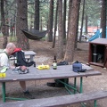 Our first night at Mammoth Mtn RV Park in Mammoth Lakes. You can see the bear box in the background.