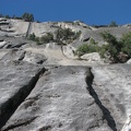 Overhanging granite walls in Yosemite Valley