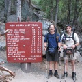 First trail mileage sign in Yosemite for the John Muir Trail