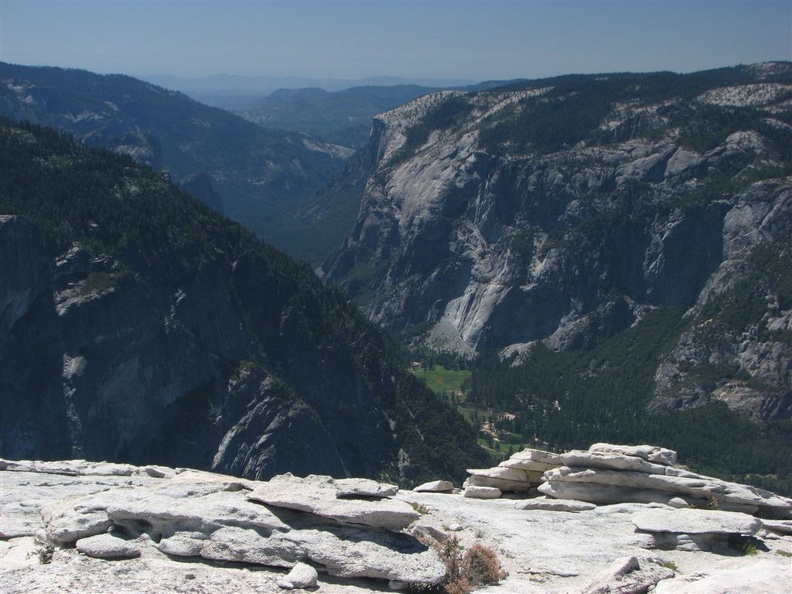 On top of Half Dome looking northwest at the neighboring valley