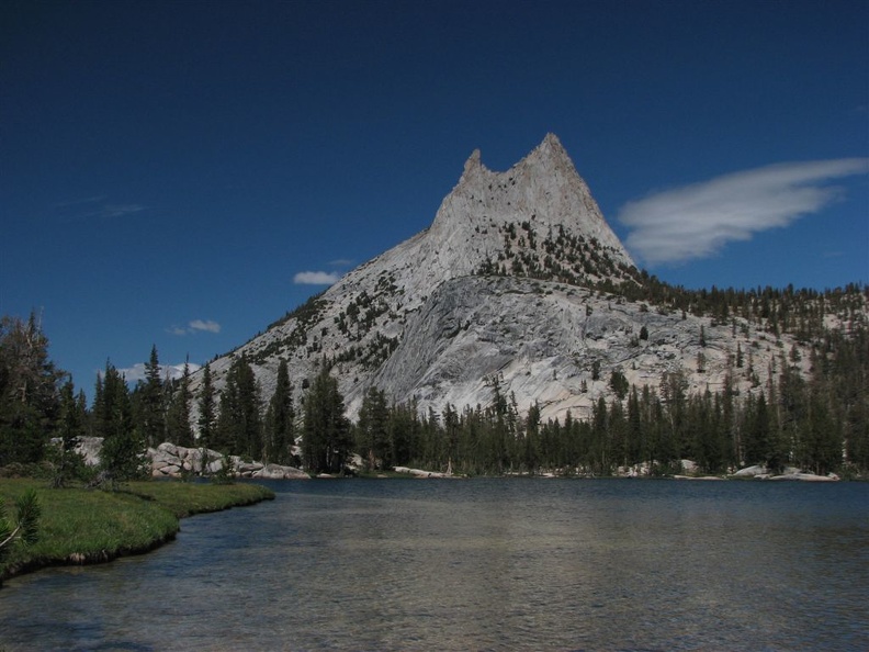 Cathedral Peak and Cathedral Lake in Yosemite National Park.