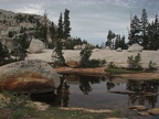 Lower Cathedral Lake in Yosemite National Park looking at the glacial erratics left behind during the last ice age.