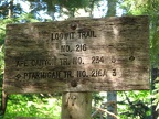 The junction of the June Lake Trail and the Loowit Trail is below timberline as you can see from this shaded trail sign.