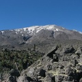 The Loowit Trail is in the lower portion of this photo of Mt. St. Helens. One of the trail markers can be seen if you look closely for a faded orange marker.