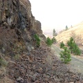 Loose rock tumbles down the canyon walls but seldom reaches the trail.