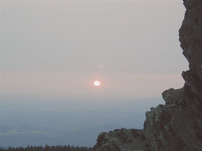 Field burning in the Willamette Valley makes for a smokey sunset from near the summit of Larch Mountain, Oregon.