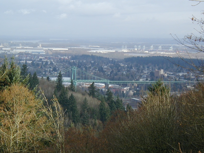 St. Johns' Bridge from the Leif Erikson Trail.