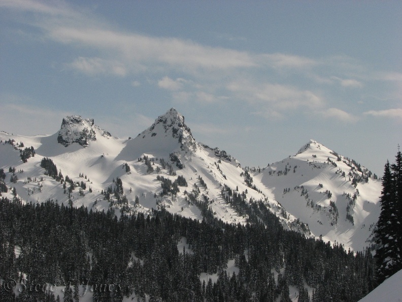 From left to right, The Castle, Pinnacle Peak, Plummer Peak.