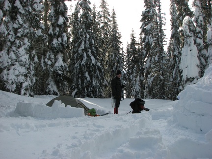 Kevin's water hose froze up during the night. I thawed it out for him while he was packing up.