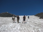 Here is Stacy, Rene, and Vernon on the snowfield below Lunch Counter on Mt. Adams. We were lucky to have warm weathter to soften up the snow.