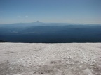 Looking towards Mt. Hood over the lower edge of Cresent Glacier. It is easy to see how a person can get lost coming down from Mt. Adams in bad weather.