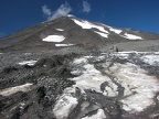 Looking up towards Piker's Peak from below Lunch Counter. In mid-August there is still a mixture of snow, ice, and rocks to be crossed to get to Lunch Counter.