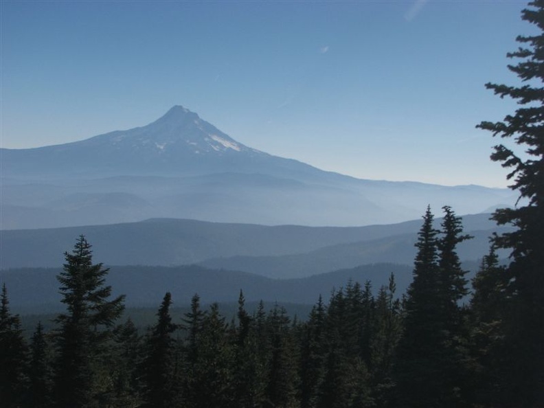 Atmospheric haze gives a nice distance perspective of Mt. Hood as viewed from Mt. Defiance.